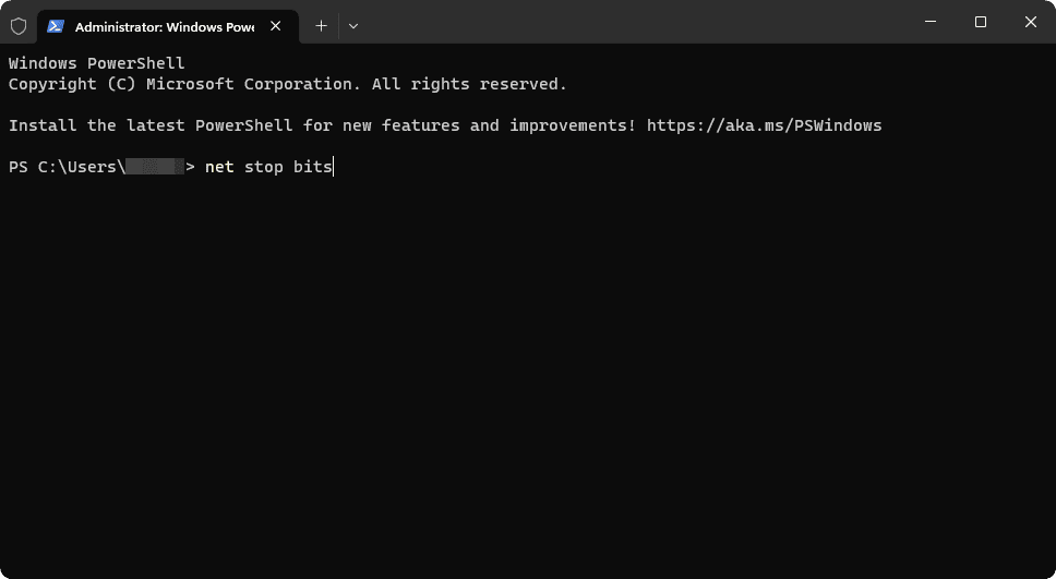 Net stop bits terminal