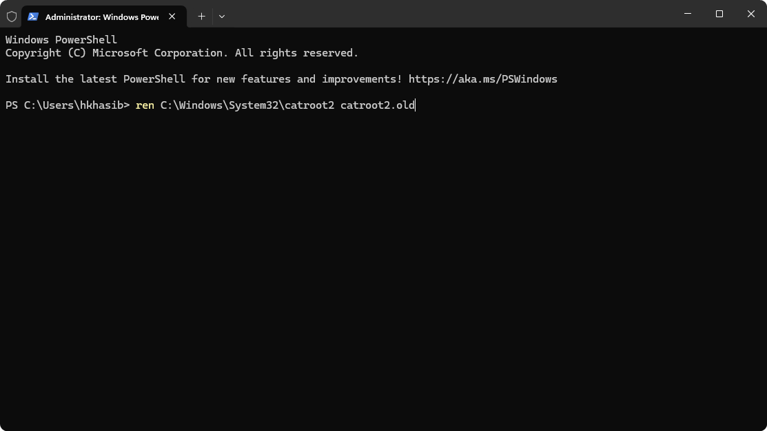 Rennaming catroo2 folder using terminal command winsows