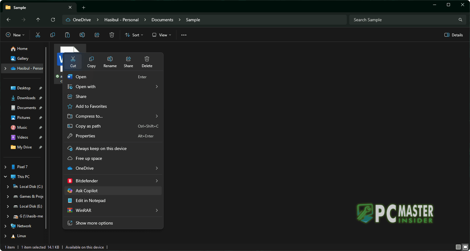 Windows 11 file explorer ask copilot real screenshot