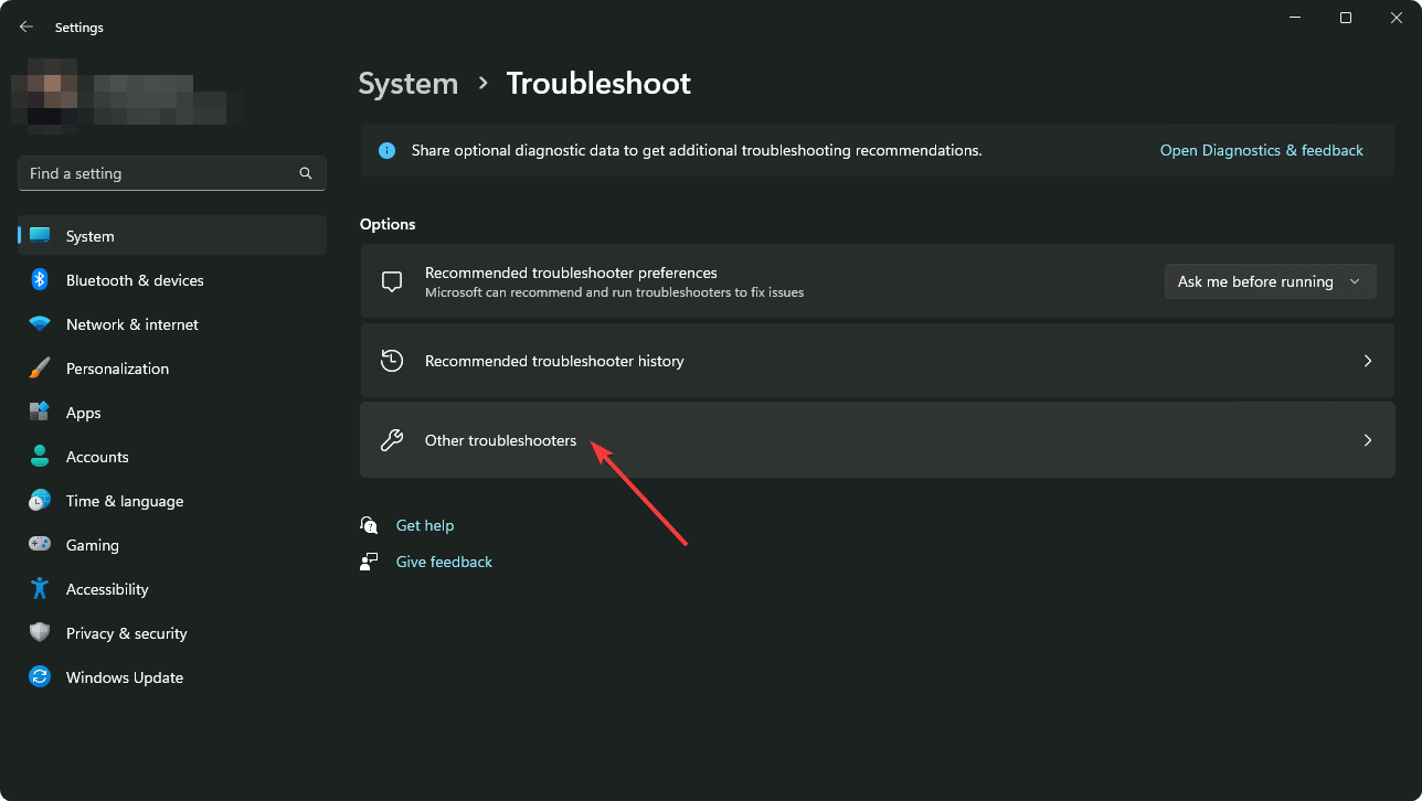 Going other troubleshooters windows 11 settings
