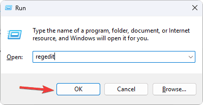 Opening registry editor on windows using run regedit command