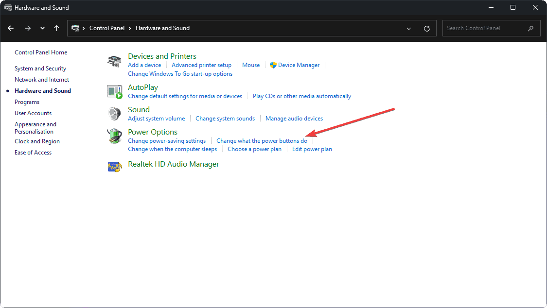 Change what the power button do Windows 11