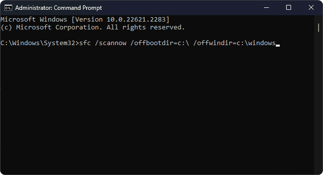 Sfc scannow offbootdirc offwindircwindows cmd