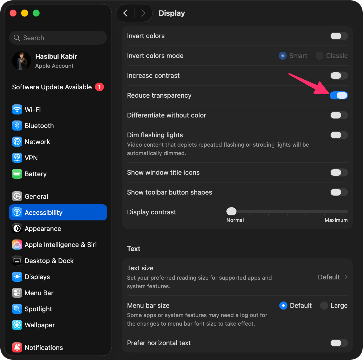 Enable Reduce Transparrency Macos Settings