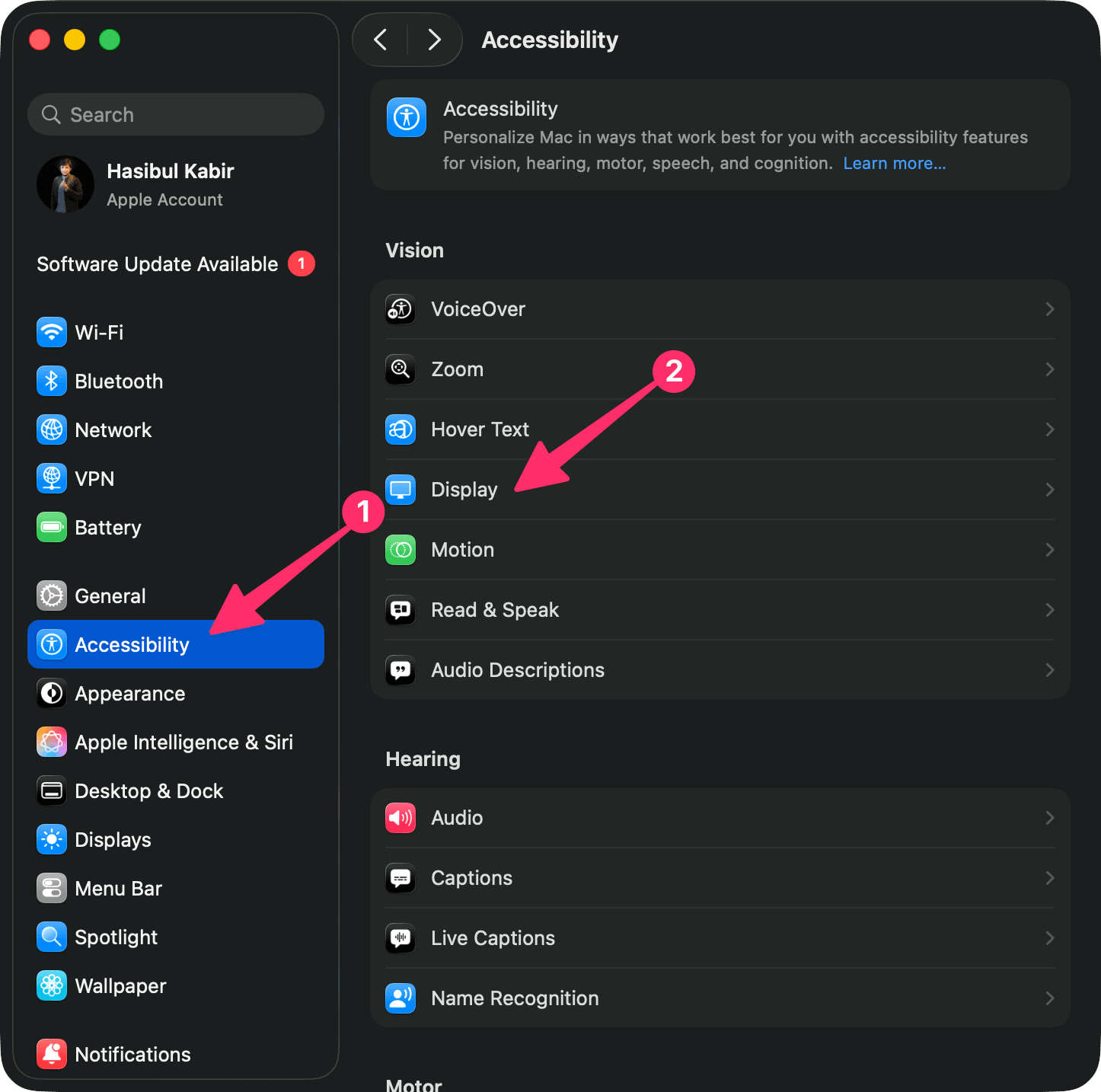 Going Accessibility Display Macos Settings