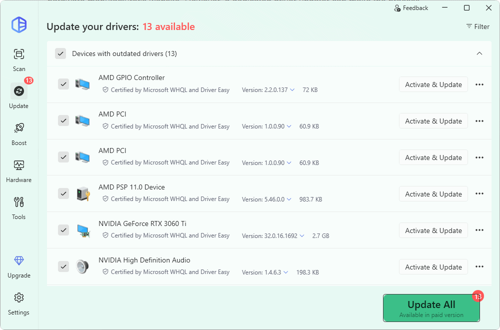 Driver Easy Outdated Driver List For Updates Available