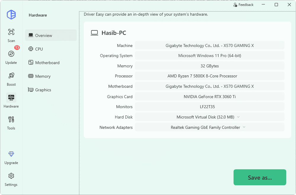 Driver Easy Pc Hardware Info