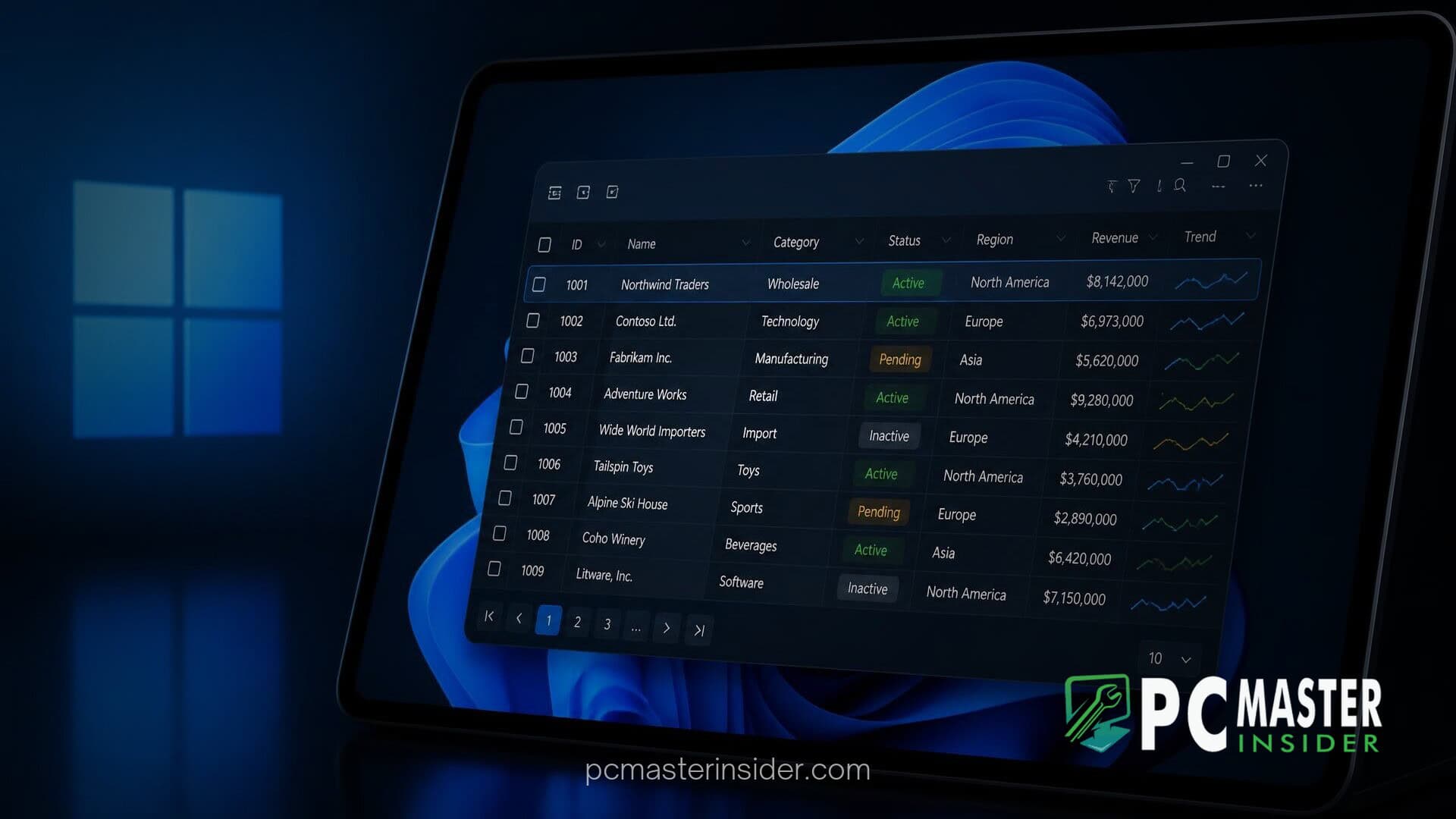 microsoft winui datagrid control windows 11