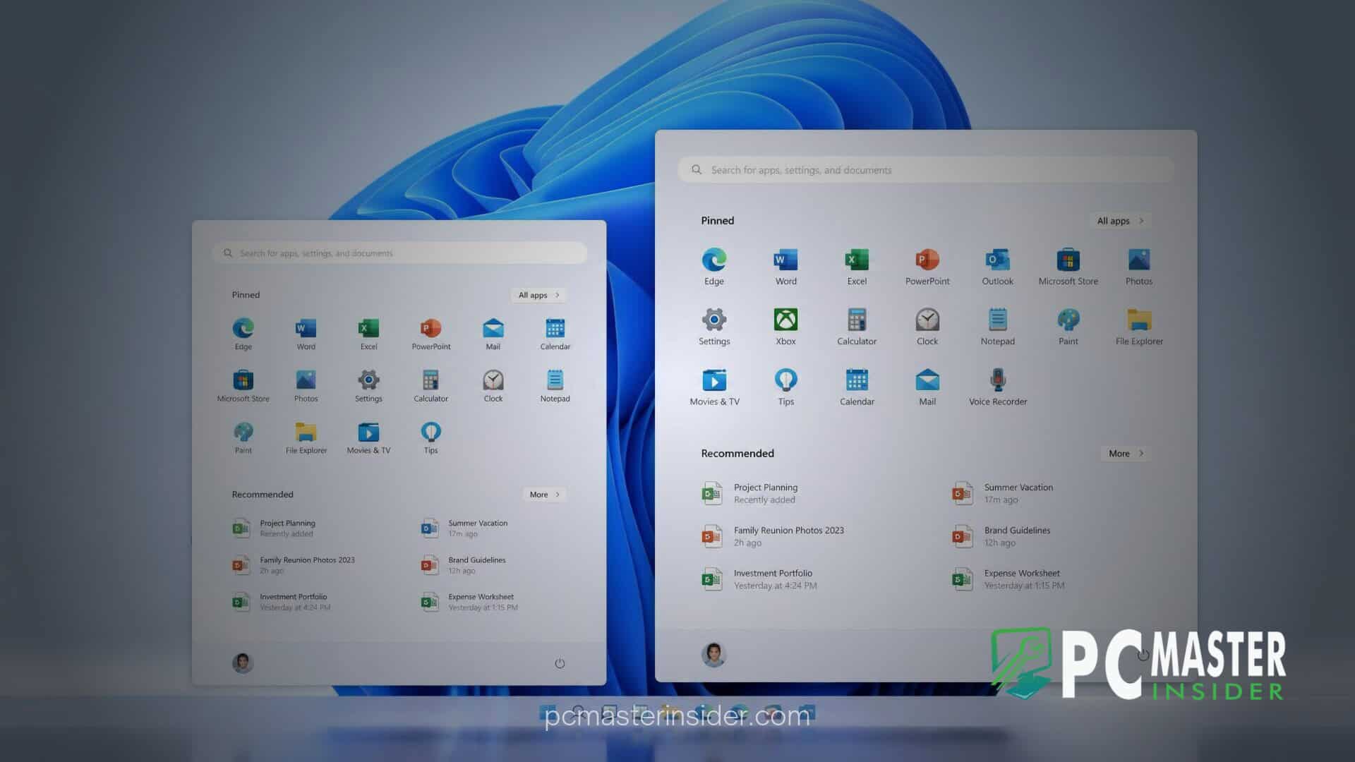 windows 11 insider start menu size options