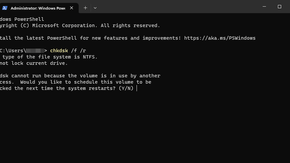 Chkdsk f r terminal