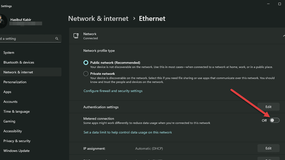 Turning off metered connection windows 11