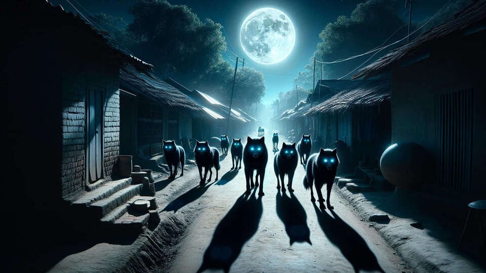 New moon black dogs aliapur village, Bangladesh