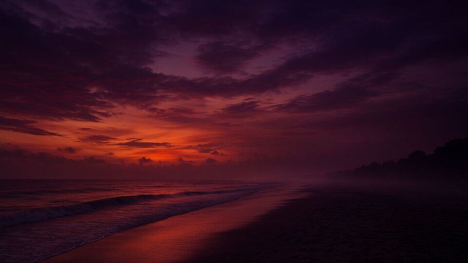 Mysterious dusk kuakata beach