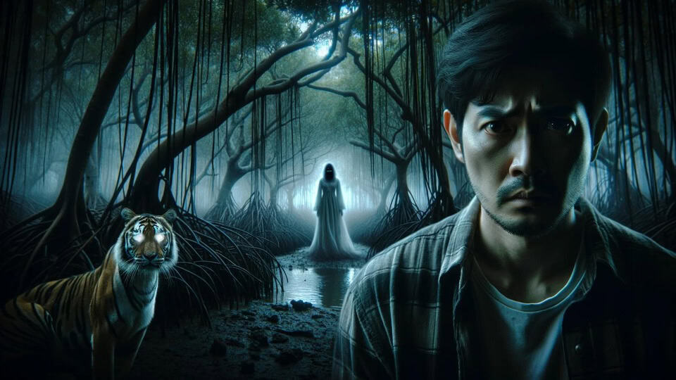 Asian man in haunted sundarbans