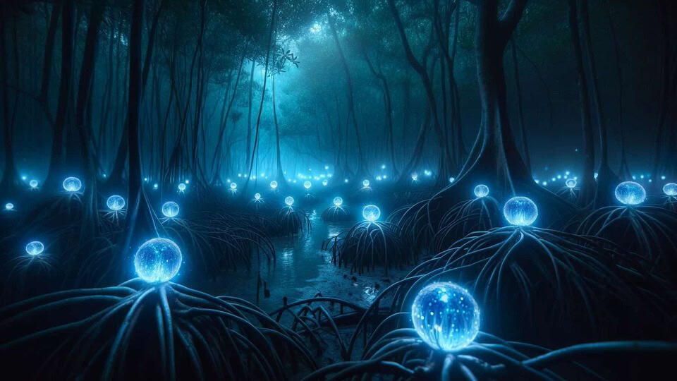 Mystical blue fireballs sundarbans