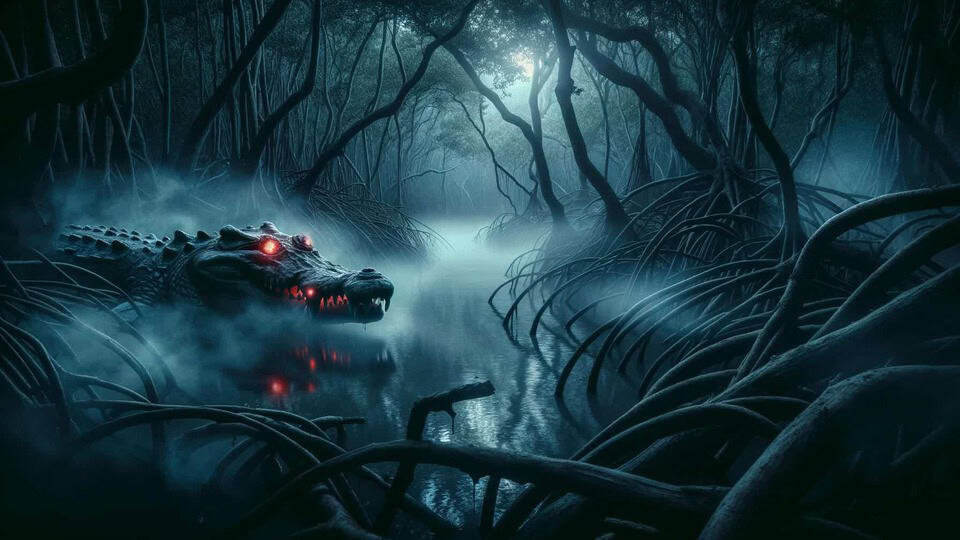 Spooky ghost crocodile sundarbans