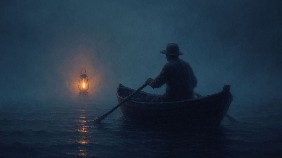 Boatmen Chasing The Ghost Lantern