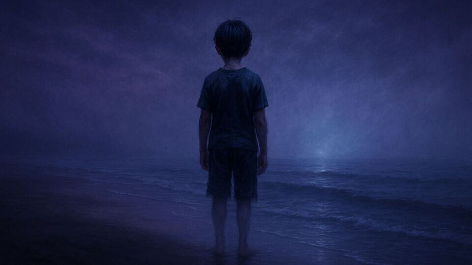 Vanishing Fisherboy Standing At The Water Edge