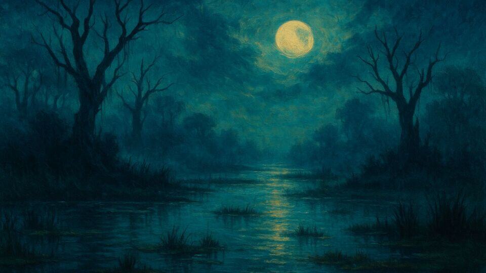Wetland Moonlit Night
