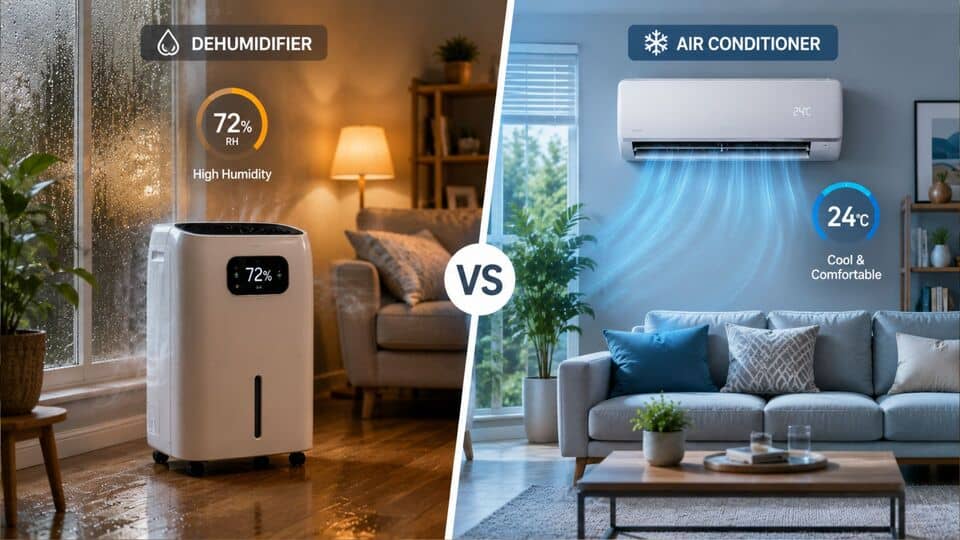 Dehumidifier vs air conditioner comparison for cooling and humidity control